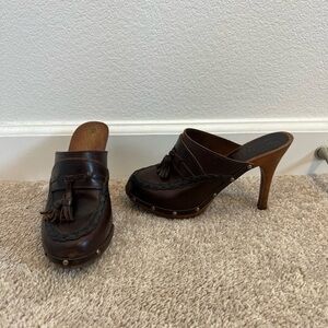 KORS by Michael Kors Women's Brown Heeled Mules Size 8 Fits 7-7.5